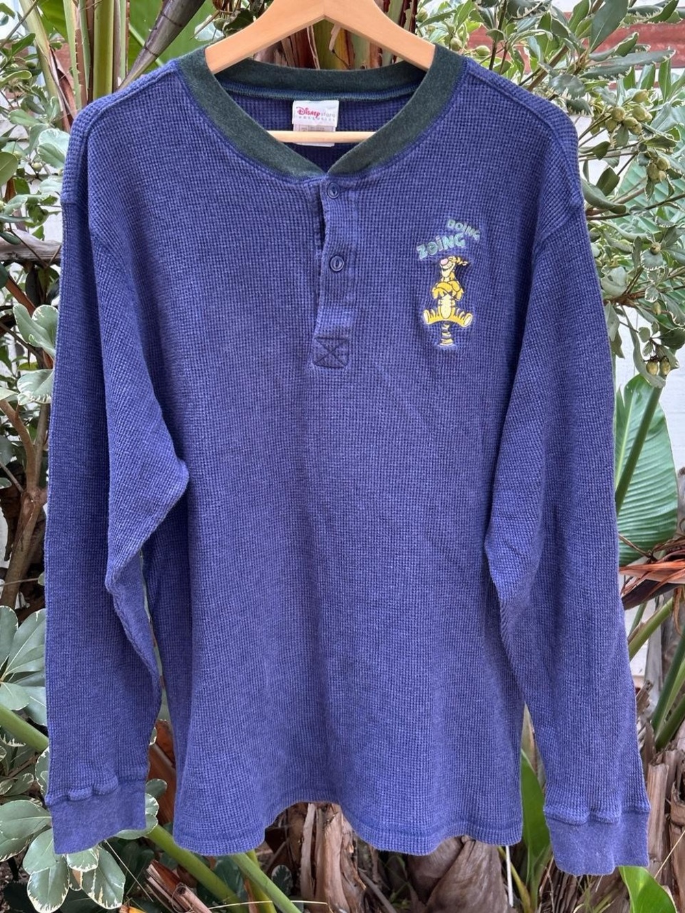 Vintage 90s Disney Store Tigger Thermal Shirt Small Embroidered Waffle Knit